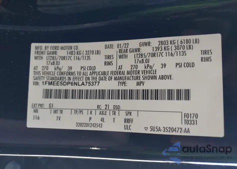 2022 Ford Bronco Badlands z USA, uszkodzony, nr VIN 1FMEE5DP6NLA75377